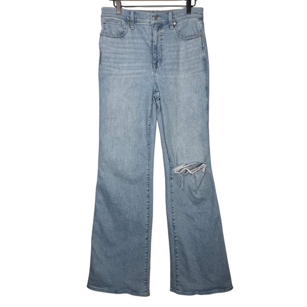 Madewell 11” High Rise Flare Jeans 29T Tall Light Wash Distressed